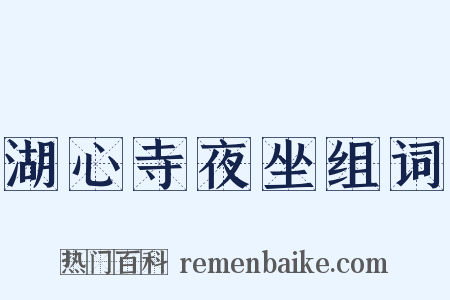 湖心寺夜坐组词是什么意思的图片